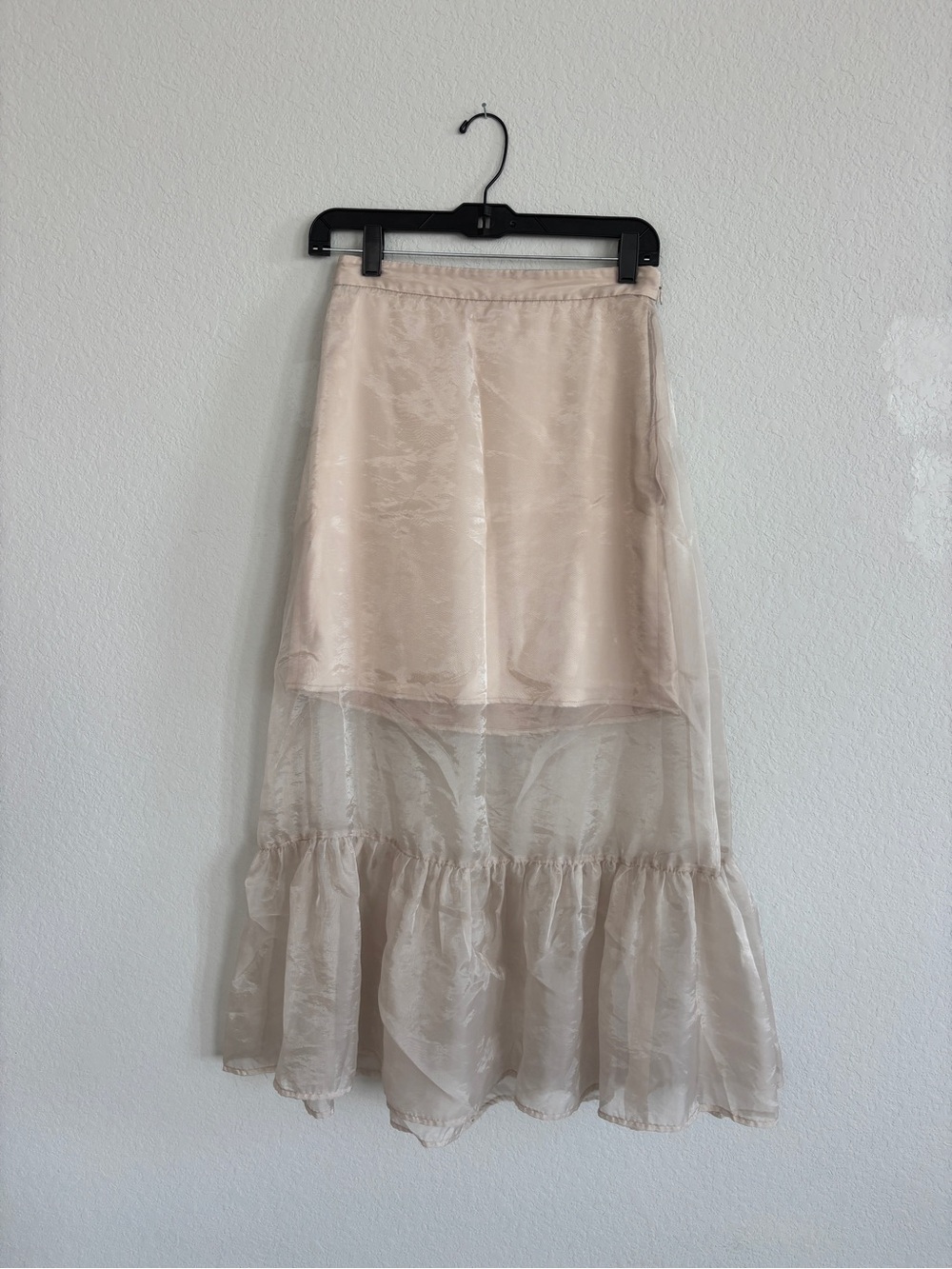 Anthropologie Sheer Tiered Maxi Skirt in Light Neutral